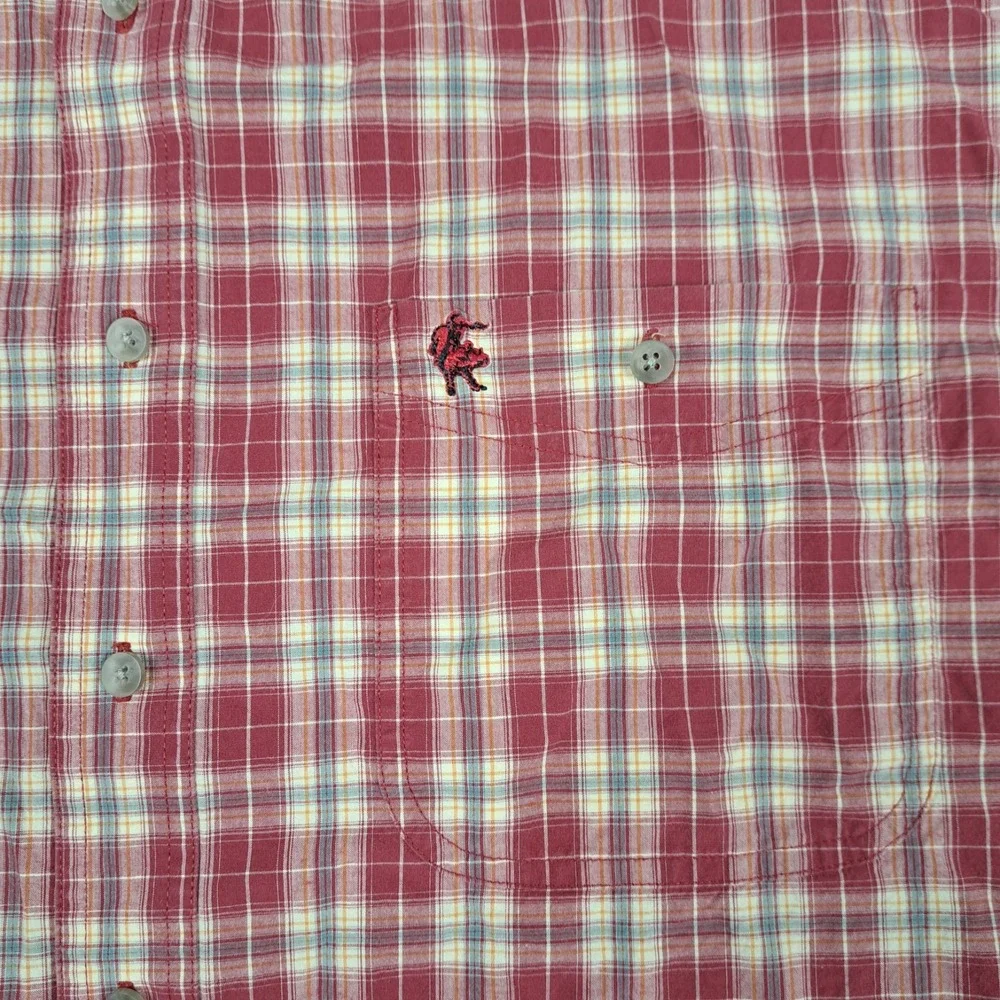Wrangler PBR Button Down Shirt Mens Size XL Red Plaid Rodeo Bull Riding Official